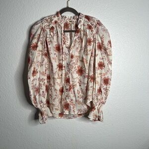 Free People Meant to be Floral Button Up Long Sleeve Blouse Size Medium